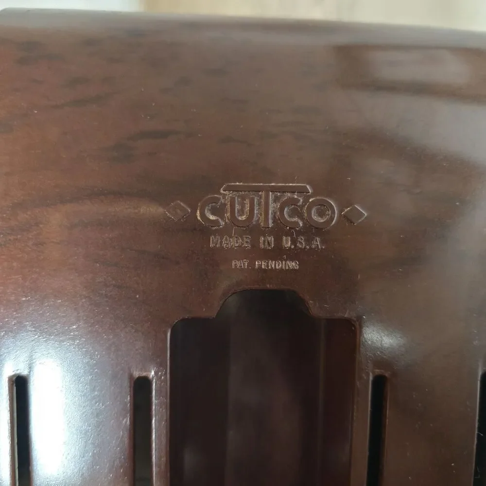 Vintage Cutco Knife Bakelite Draw or Wall Mount Holder Brown Made in USA